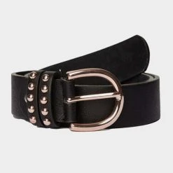 HORZE Womens Leather Belt With Rose Gold Detailing Black